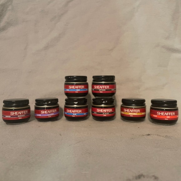 Vintage Sheaffer 12ml Glass Bottle Fountain Pen Ink Lot of 8 Bottles - Picture 1 of 9